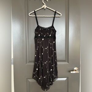 Urban Outfitters Black Floral Embroidered Spaghetti Strap Dress